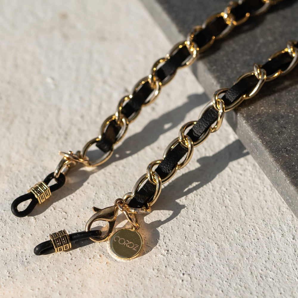 Leather Threaded Gold Sunglass Chain